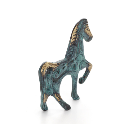 Archaic Horse or Steed: irrational, silent yet full of fire, energy, motion, a 7 cm sculpture-inspired statuette, bronze decorat