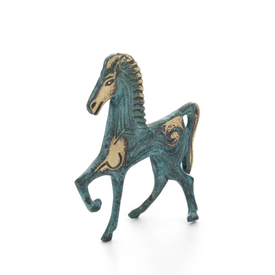 Archaic Horse or Steed: irrational, silent yet full of fire, energy, motion, a 10 cm sculpture-inspired statuette, bronze decora