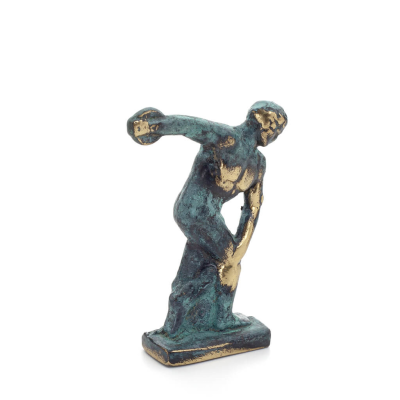 Discus Thrower of Myron: Young Athlete, Symbol of the Olympic Games 7cm Full Body Statuette Bronze Ornament, Ancient Greece Bron
