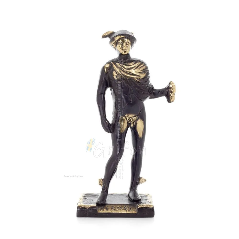 Hermes: The Messenger of the Gods, 19x8cm Full-length statue Bronze ornament, ancient Greece Bronze 1 - grifon.se 