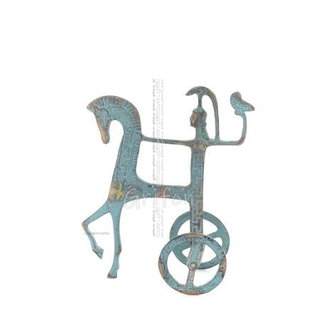 Athena eller Athana eller Athene: Vishetens gudinna 18 cm på en vagn med en hjälm och en uggla i handen, helkropps bronsdekorati