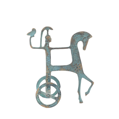 Athena eller Athana eller Athene: Vishetens gudinna 18 cm pÃ¥ en vagn med en hjÃ¤lm och en uggla i handen, helkropps bronsdekorati