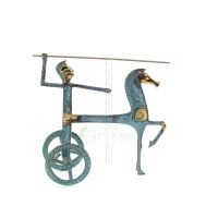 Vagn: krigskavalleri eller hästkapplöpningsevenemang skulptur neo n3 23x25cm Helkroppsstaty Brons dekorativ, antikens Grekland B