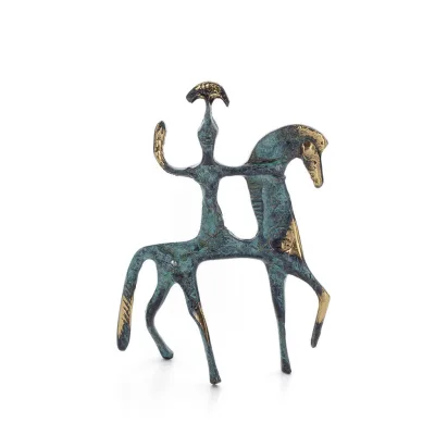 Athena or Athana or Athene: The goddess of wisdom with Horse or Pegasus 12cm Full-body bronze statue, ancient Greece decorati Br