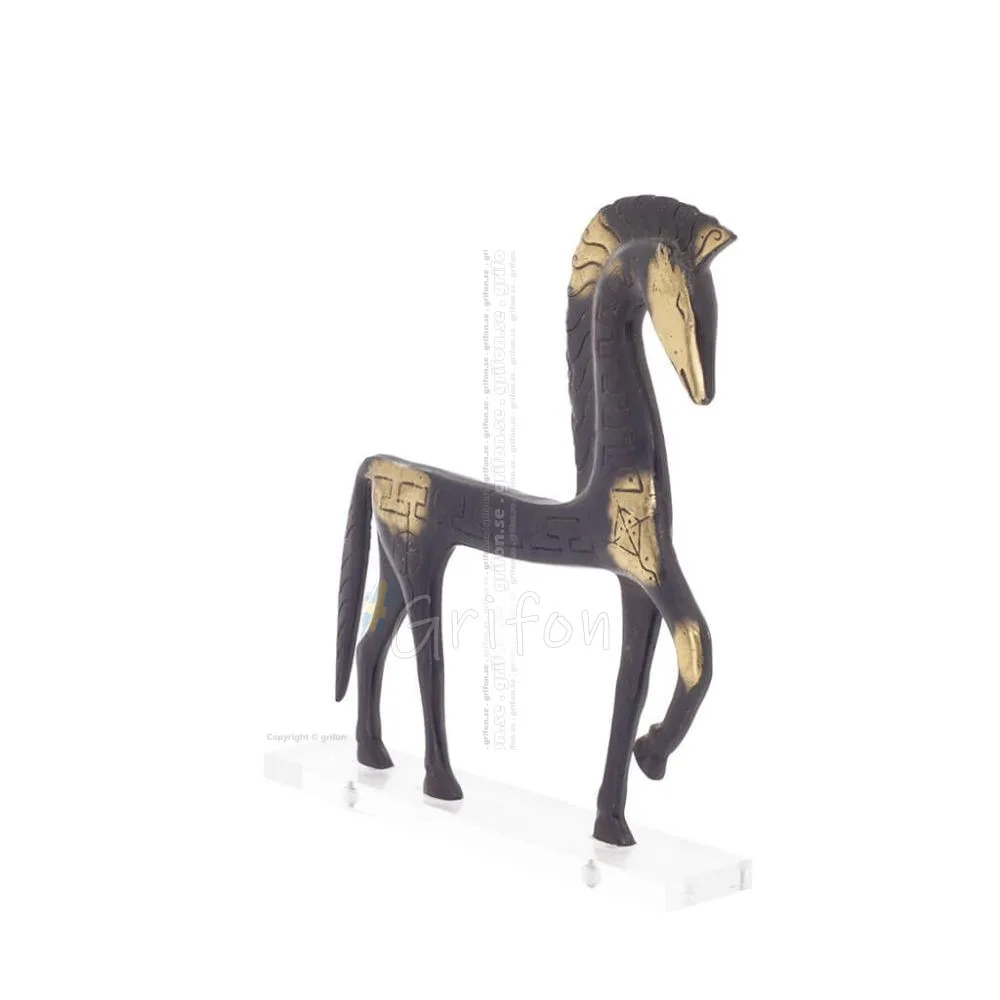 Archaic Horse or Steed: irrational, silent yet full of fire, energy, motion, a 22 cm sculpture-inspired statuette, bronze Bronze