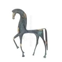 Archaic Horse eller Springare: irrationell, tyst men fylld av eld, energi, rörelse, 25cm helkropp staty, brons dekorativ. Brons 