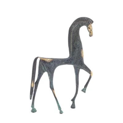 Archaic Horse or Steed: irrational, silent but full of fire, energy, motion, 25cm full-body statue, bronze decorative. Bronze 3 