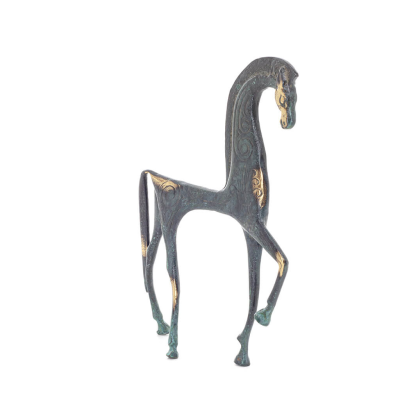 Archaic Horse eller Springare: irrationell, tyst men fylld av eld, energi, rÃ¶relse, 25cm helkropp staty, brons dekorativ. Brons 