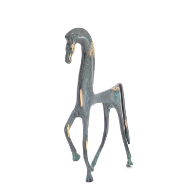 Archaic Horse eller Springare: irrationell, tyst men fylld av eld, energi, rÃ¶relse, 25cm helkropp staty, brons dekorativ. Brons 