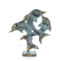 Trippel delfin: symbol fÃ¶r frihet, glÃ¤dje, styrka, harmoni 16 cm staty Brons dekorativ Brons 1 - grifon.se 