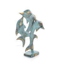 Trippel delfin: symbol fÃ¶r frihet, glÃ¤dje, styrka, harmoni 16 cm staty Brons dekorativ Brons 3 - grifon.se 