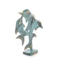 Trippel delfin: symbol för frihet, glädje, styrka, harmoni 16 cm staty Brons dekorativ Brons 3 - grifon.se 