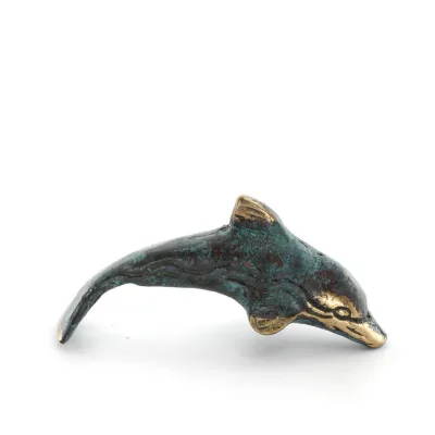 Delfin: symbol för frihet, glädje, styrka, harmoni 2x6cm helkroppsstaty bronsprydnad Brons 4 - grifon.se 