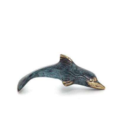 Delfin: symbol för frihet, glädje, styrka, harmoni 3x9cm helkroppsstaty bronsprydnad Brons 4 - grifon.se 