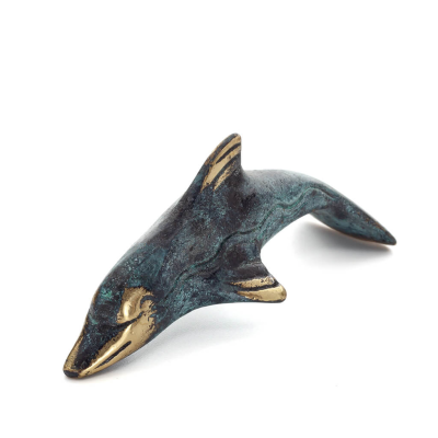 Delfin: symbol för frihet, glädje, styrka, harmoni 3x9cm helkroppsstaty bronsprydnad Brons 5 - grifon.se 