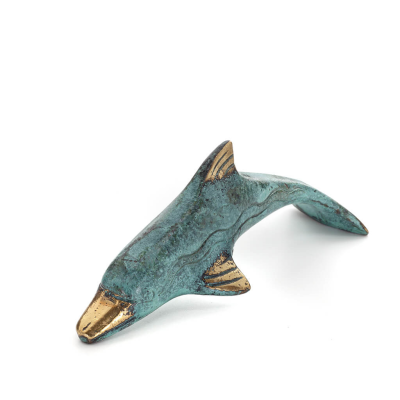 Delfin: symbol fÃ¶r frihet, glÃ¤dje, styrka, harmoni 4x14cm Helkroppsstaty Bronsdekoration Brons 6 - grifon.se 