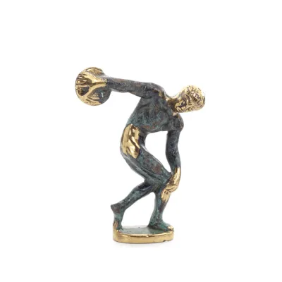 Discus Thrower of Myron: Young Athlete, Olympic Games Symbol 10cm Full Body Statue Bronze Ornament, Ancient Greece Bronze 1 - gr