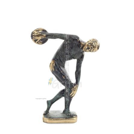 Discus Thrower of Myron: Ung idrottare, OS-symbol 13 cm helkroppsstaty bronsprydnad, antikens Grekland Brons 1 - grifon.se