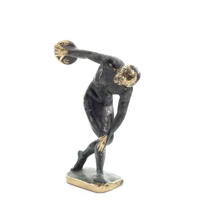 Discus Thrower of Myron: Young Athlete, Olympic Games Symbol 13cm Full Body Statue Bronze Ornament, Ancient Greece Bronze 2 - gr