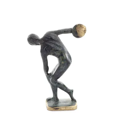 Discus Thrower of Myron: Ung idrottare, OS-symbol 13 cm helkroppsstaty bronsprydnad, antikens Grekland Brons 4 - grifon.se 