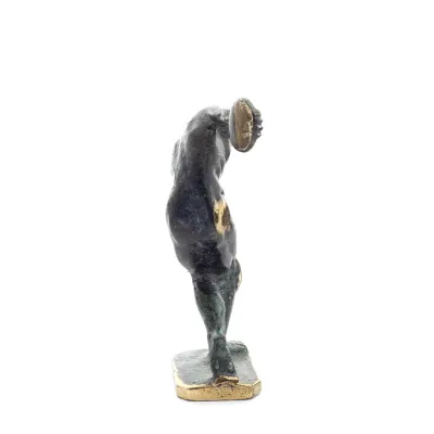 Discus Thrower of Myron: Ung idrottare, OS-symbol 13 cm helkroppsstaty bronsprydnad, antikens Grekland Brons 5 - grifon.se 