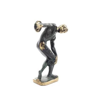 Discus Thrower of Myron: Ung idrottare, OS-symbol 13 cm helkroppsstaty bronsprydnad, antikens Grekland Brons 6 - grifon.se 