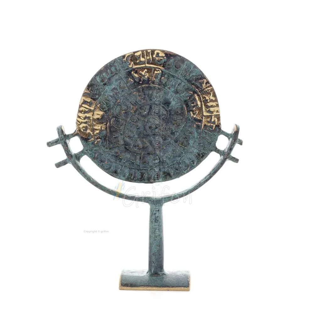 Phaistos Disc: The Unsolved Mystery, 13 cm bronsprydnad, minoisk civilisation, antikens Grekland Brons 1 - grifon.se 