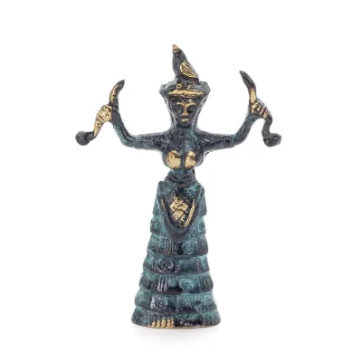 Ormgudinna, Fertilitetsgudinnan 11x75 cm helkroppsstaty bronsprydnad, minoisk civilisation, antikens Grekland Brons 1 - grifon.s