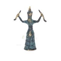 Snake Goddess, The Goddess of Fertility Solid 14x10cm Helkroppsstaty Brons Ornament, Minoisk Civilisation, Antika Grekland Brons