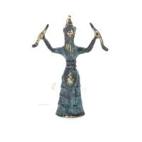 Snake Goddess, The Goddess of Fertility Solid 14x10cm Helkroppsstaty Brons Ornament, Minoisk Civilisation, Antika Grekland Brons