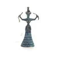 Ormgudinna, Fertilitetsgudinnan 19x10cm helkroppsstaty Bronsprydnad, minoisk civilisation, antikens Grekland Brons 1 - grifon.se