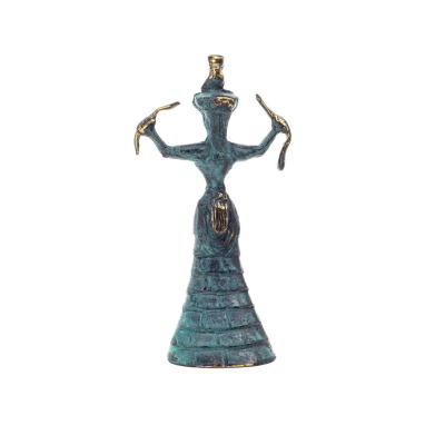 Snake Goddess, Fertility Goddess 19x10cm Full Body Statue Bronze Ornament, Minoan Civilization, Ancient Greece Bronze 4 - grifon