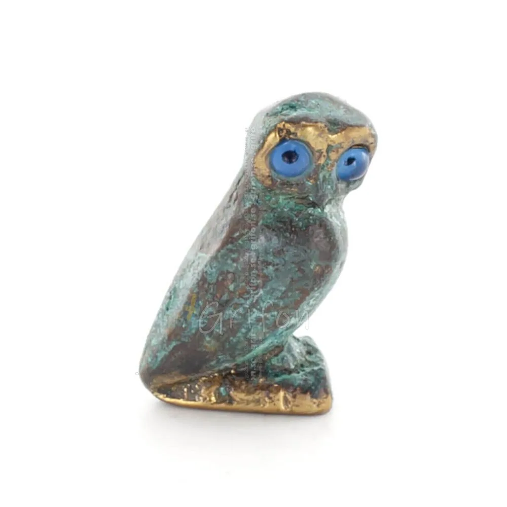 Owl or Glaucus: the sacred bird, symbol of wisdom, prudence, n1 3x2cm Full body statue Bronze decoration Bronze 1 - grifon.se 