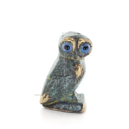 Uggla eller Glaucus: den heliga fågeln, symbol för visdom, försiktighet, L2 4x2cm Helkroppsstaty Bronsdekoration Brons 1 - grifo
