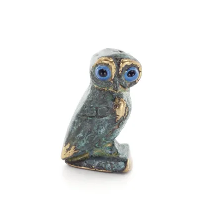 Uggla eller Glaucus: den heliga fågeln, symbol för visdom, försiktighet, L2 4x2cm Helkroppsstaty Bronsdekoration Brons 1 - grifo