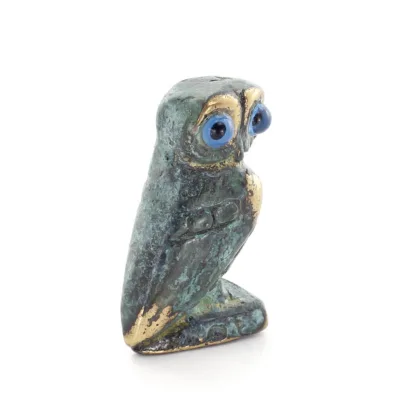 Uggla eller Glaucus: den heliga fågeln, symbol för visdom, försiktighet, L2 4x2cm Helkroppsstaty Bronsdekoration Brons 5 - grifo
