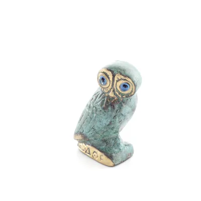 Uggla eller Glaucus: den heliga fågeln, symbol för visdom, försiktighet, n3 5x3cm Helkroppsstaty Bronsdekoration Brons 5 - grifo