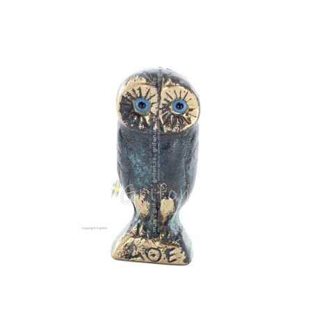 Owl or Glaucus: the sacred bird, symbol of wisdom, prudence, prey 6x2cm Full body statue Bronze decorative Bronze 1 - grifon.se
