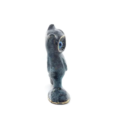 Uggla eller Glaucus: den heliga fågeln, symbol för visdom, försiktighet, 8 cm helkroppsstaty Bronsdekoration Brons 2 - grifon.se