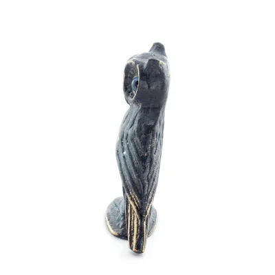 Uggla eller Glaucus: den heliga fågeln, symbol för visdom, försiktighet, 8 cm helkroppsstaty Bronsdekoration Brons 4 - grifon.se