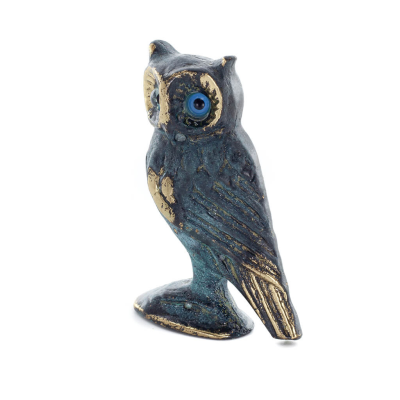 Κουκουβάγια ή Γλαύκα: το ιερό πουλί, σύμβολο σοφίας, σύνεσης, 8εκ Ολόσωμο άγαλμα Μπρούτζινο διακοσμητικό Μπρούτζινα 5 - grifon.s