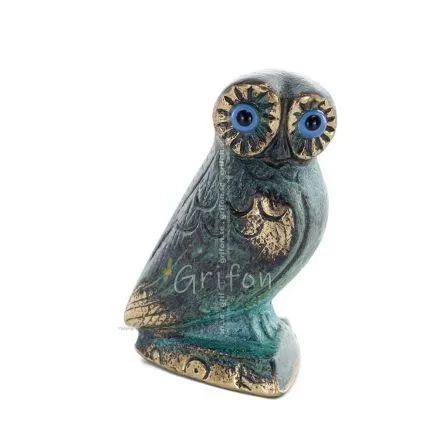 Uggla eller Glaucus: den heliga fågeln, symbol för visdom, försiktighet, jätte 8x5 cm helkroppsstaty Bronsdekoration Brons 1 - g
