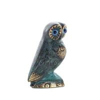 Uggla eller Glaucus: den heliga fågeln, symbol för visdom, försiktighet, jätte 8x5 cm helkroppsstaty Bronsdekoration Brons 3 - g
