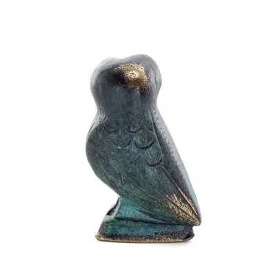 Uggla eller Glaucus: den heliga fågeln, symbol för visdom, försiktighet, jätte 8x5 cm helkroppsstaty Bronsdekoration Brons 5 - g
