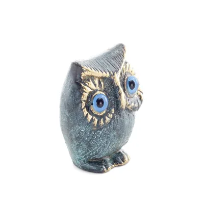 Uggla eller Glaucus: den heliga fågeln, symbol för visdom, försiktighet, bubbla en 5x4 cm helkroppsstaty Bronsdekoration Brons 5