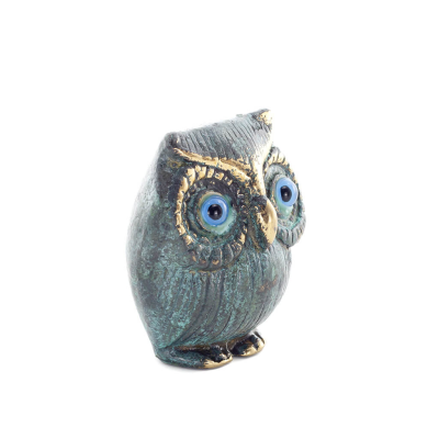 Owl or Glaucus: the sacred bird, symbol of wisdom, prudence, bubble 6x5cm Full body statue Bronze decoration Bronze 5 - grifon.s