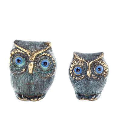 Owl or Glaucus: the sacred bird, symbol of wisdom, prudence, bubble 6x5cm Full body statue Bronze decoration Bronze 6 - grifon.s