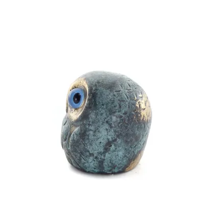 Uggla eller Glaucus: den heliga fågeln, symbol för visdom, försiktighet, boll 3x3cm Helkroppsstaty Bronsdekoration Brons 2 - gri