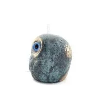 Uggla eller Glaucus: den heliga fågeln, symbol för visdom, försiktighet, boll 3x3cm Helkroppsstaty Bronsdekoration Brons 2 - gri