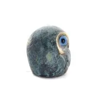Uggla eller Glaucus: den heliga fågeln, symbol för visdom, försiktighet, boll 3x3cm Helkroppsstaty Bronsdekoration Brons 4 - gri